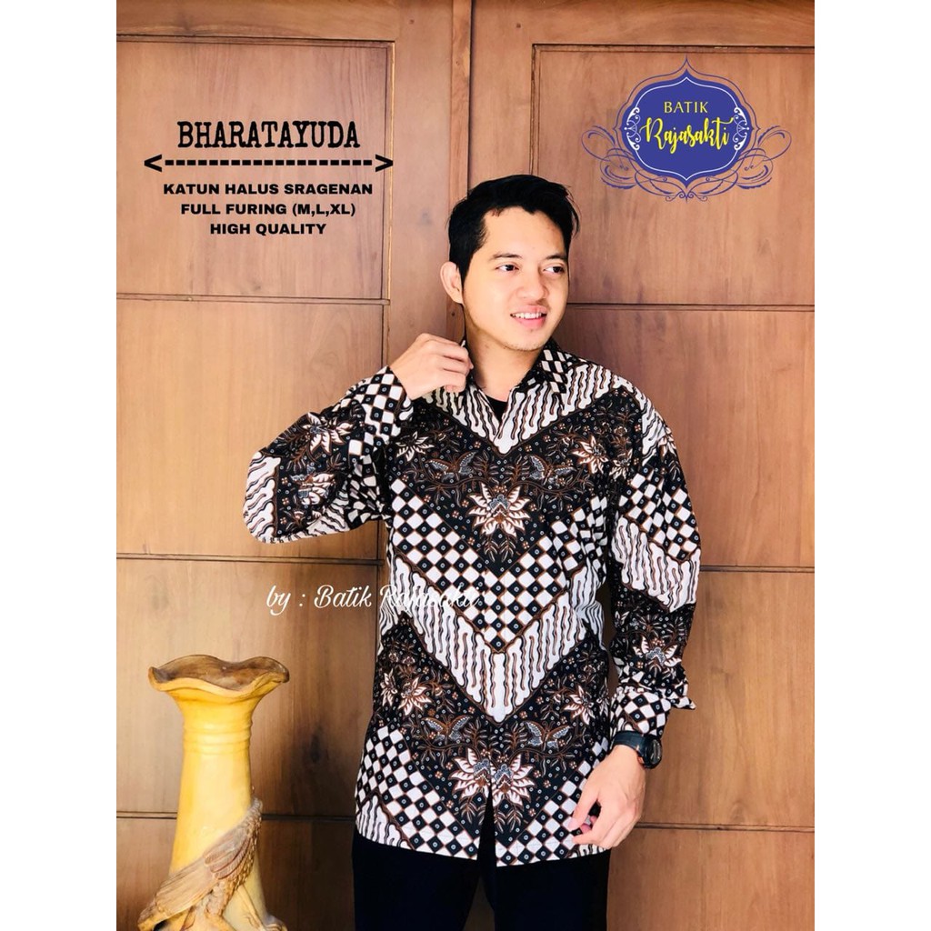 BHARATAYUDHA RAJASAKTI KEMEJA BATIK SOLO PRIA LENGAN PANJANG LAPIS FURING ATASAN BATIK PREMIUM MODERN KATUN HALUS BAHUWIRYA  BANAMITRA BANAMITRA PUTIH BANGSAWAN BAYU PUTRA BERLIAN BIRU BHARATAYUDA BIMASENA BIRENDRA BIRU INDAH BRAHMAKERTA BRAHMAKERTA MERAH