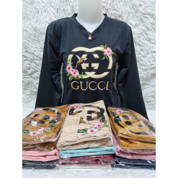 kaos wanita premium / Babyterry import / baju atasan wanita /DI BORDIR-HITAM.GCCI.02.PANJG