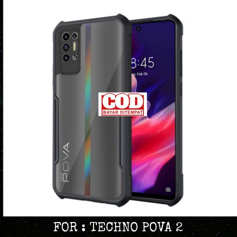 [PROMO PAKET] TECHNO POVA 2  Softcase Fusion Xundd Free Tempered Glass &amp; Garskin Carbon Paket Casing For POVA 2