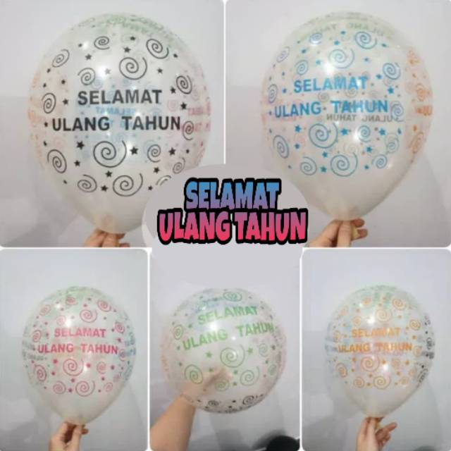 Balon Karet Bening Transparan Selamat Ulang Tahun