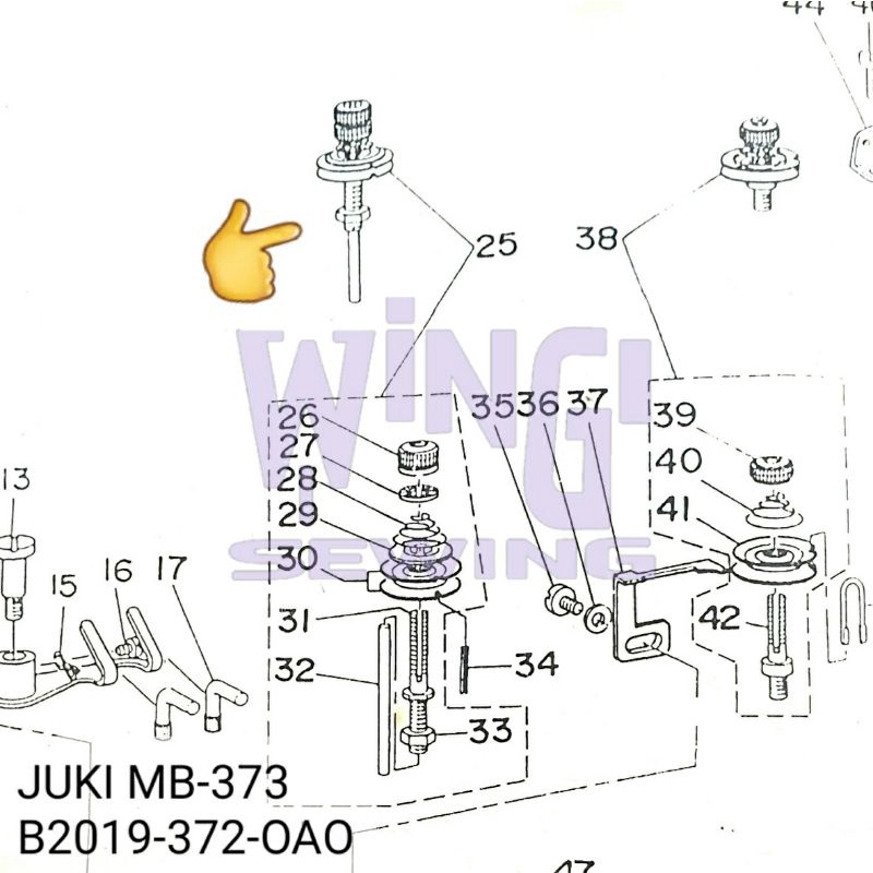 B20193720A0 Juki 373 Tension Set Atas Panjang Mesin Pasang Kancing