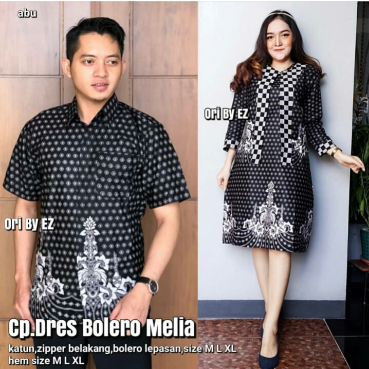 Couple Batik Dress Bolero Lepasan Melia Kotak Hem Batik Pendek