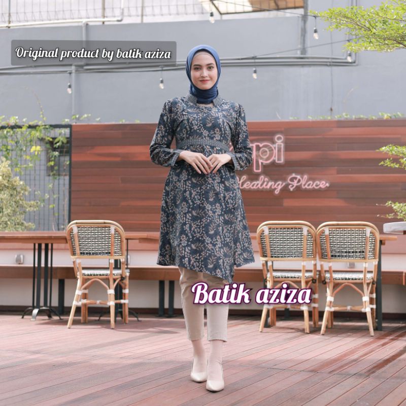 Tunik Batik Wanita Motif Terbaru Lengan Panjang BATIK AZIZA