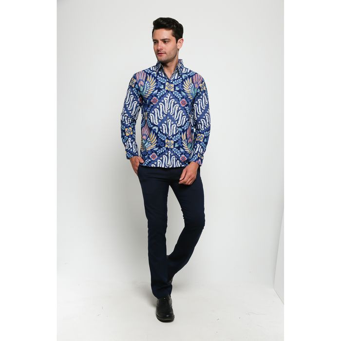 baju kemeja batik pria slim fit modern