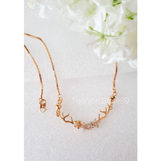 Kalung Koye Fashion Import xuping motif Bunga permata 3 perhiasan lapis emas 18k