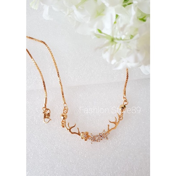 Kalung Koye Fashion Import xuping motif Bunga permata 3 perhiasan lapis emas 18k