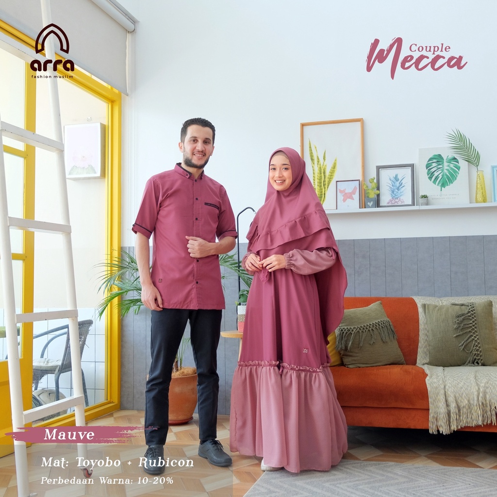 Arra Sarimbit Keluarga Gamis Ayah Ibu Anak Series Mecca Warna Mauve Original Premium Baju Couple Busana Muslim Terbaru 2022