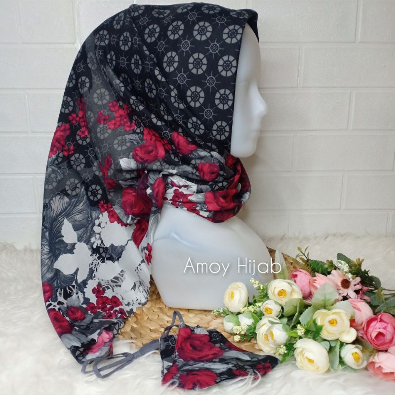 VOAL MIRACLE PRINT MOTIF FREE MASKER BY UMAMA SCARF |VOAL LASER CUT