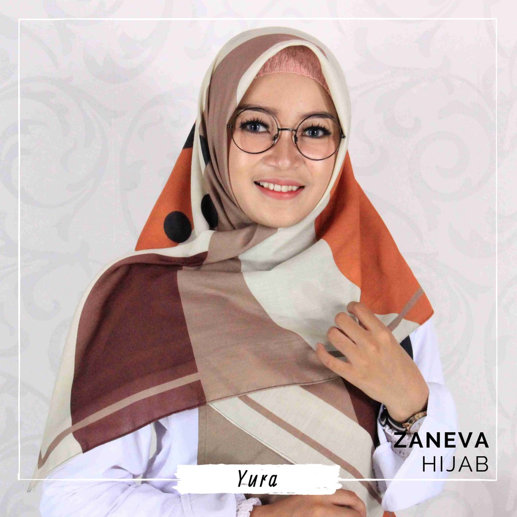 Hijab Voal Printing / Hijab Segiempat Murah / Hijab Motif Yura By Zaneva