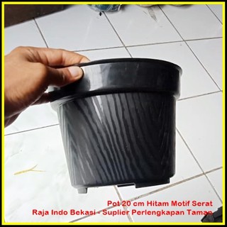  Pot  Bunga 20cm 6pcs HITAM Pot  Tanaman Plastik  ukuran 