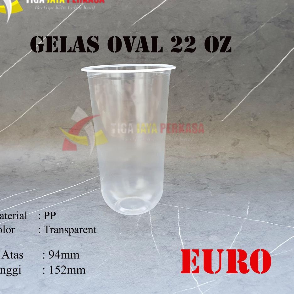 Kekinian GELAS OVAL 22OZ CUP OVAL U 22 OZ GELAS PLASTIK TEBAL 10 GRAM @50pcs 한