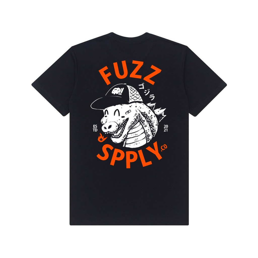 Fuzz T-Shirt Happy Godzilla Black