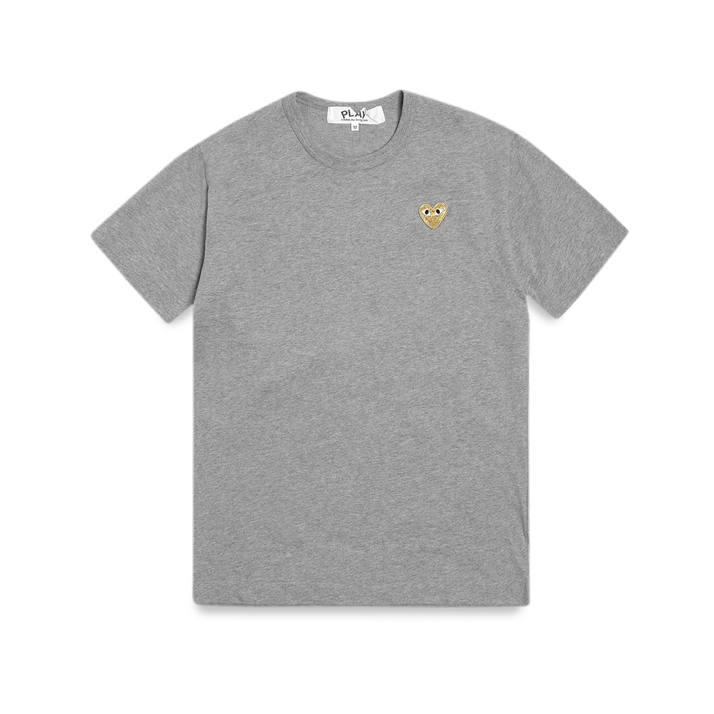CDG Play Golden Heart Patch T-Shirt Grey