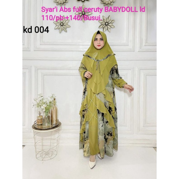 Syar'i XiN Full Ceruty Babydoll Busui Motif Abstrak Swarovski Terbaru Gamis Syari Mewah Pesta Kondan