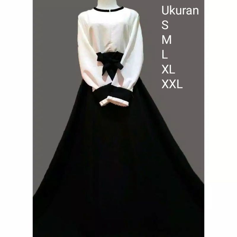 Baju Gamis Wanita Kerja Hitam Putih Balotelli/Gamis PNS Formal Wawancara Tes Sidang Dan Kerja