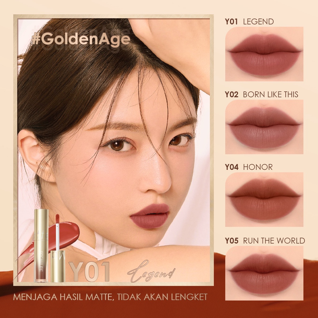 Focallure Matte Liquid Lipstik Fast Dry Waterproof Lasting Lip Tint #GoldenAge