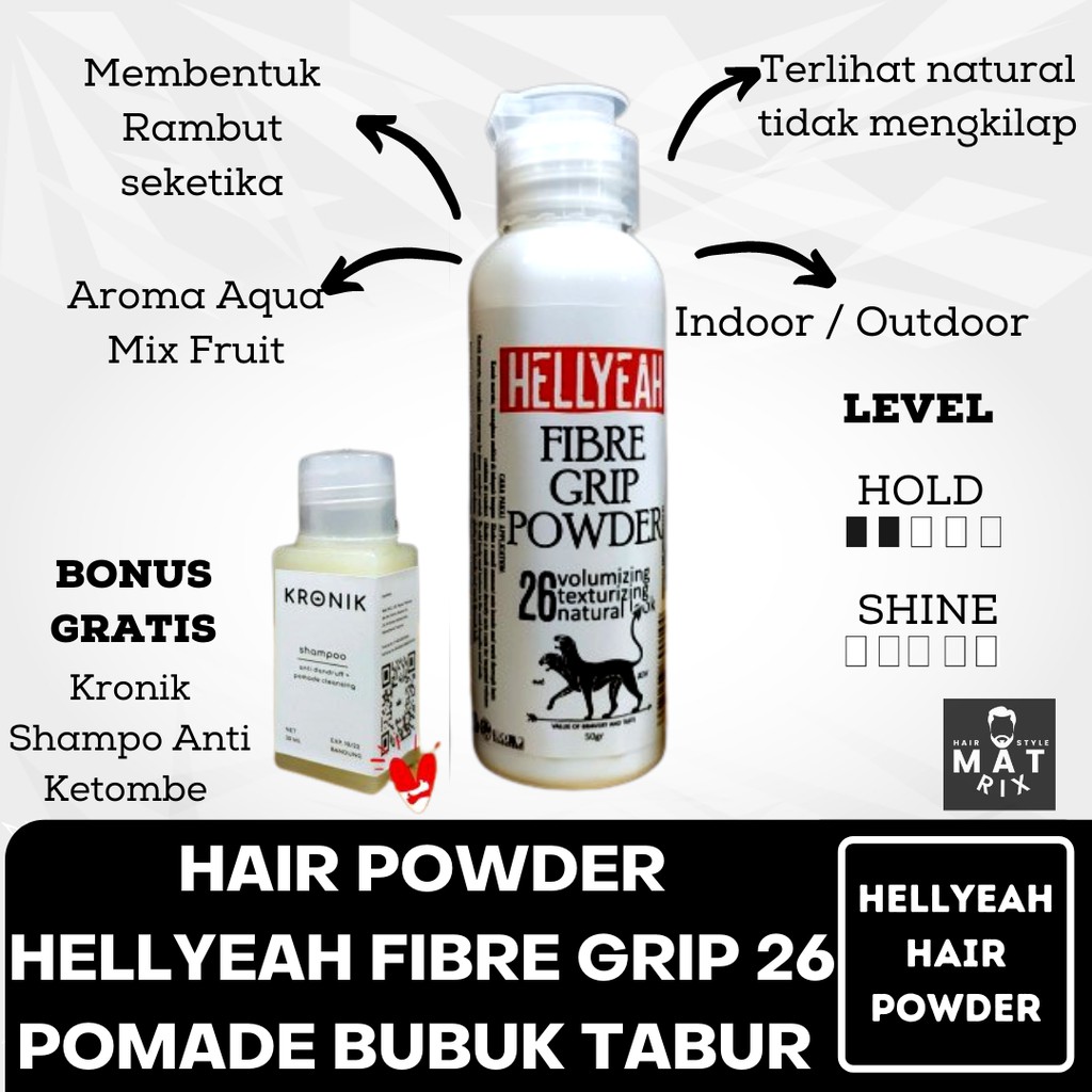 HAIR POWDER POMADE HAIR POWDER  POMADE POWDER HELLYEAH FIBRE GRIP 26 POMADE BUBUK TABUR