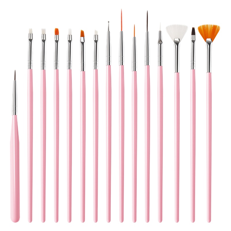 Kuas Nail Art Tools 15 Pcs UV Gel Polish Drawwing Brushes / Nail Art Brush Set 15 Pcs