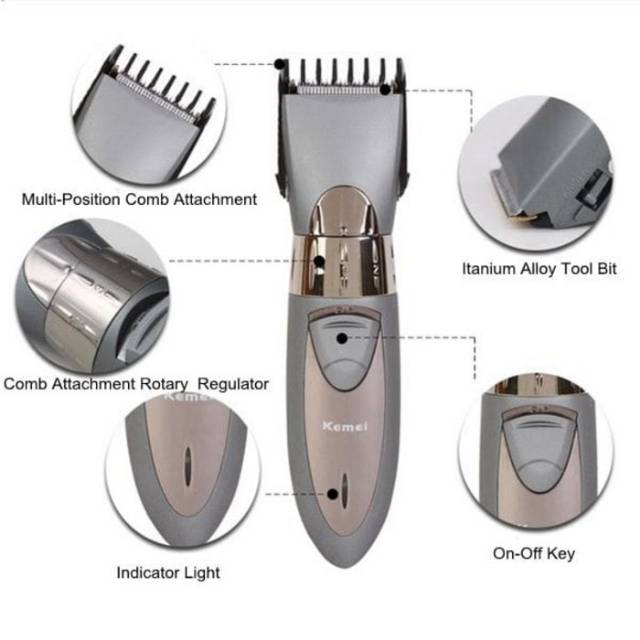 Kemei KM-605 Alat Cukur Rambut Elektrik Waterproof Hair Clipper