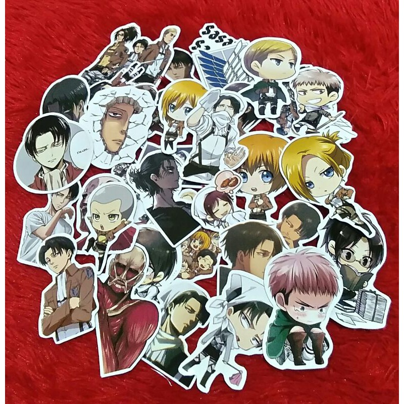 

50Pcs Stiker pack Anime Attack On Titan, Haikyuu Dll