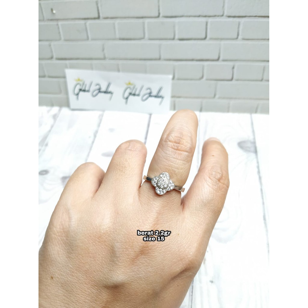 CINCIN  MOTIF KEMBANG TERONG MATA PERAK ASLI S925 KODE CG063