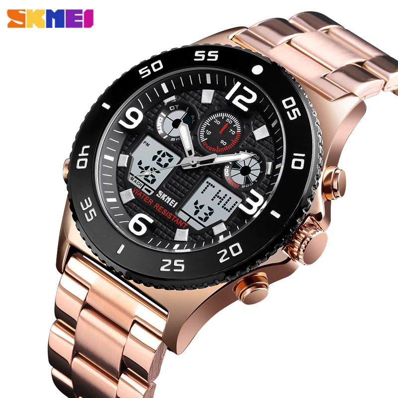 SKMEI 1538 Jam Tangan Pria Digital Analog Tali Stainless WATCHKITE WKOS