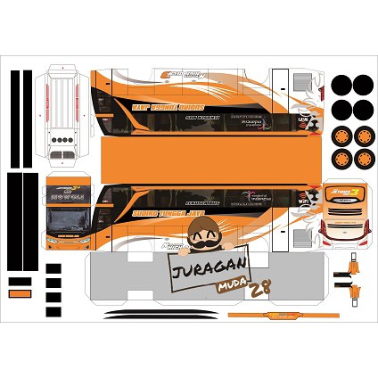 DIY Miniatur Bus STJ Mowgli Papercraft Lembaran