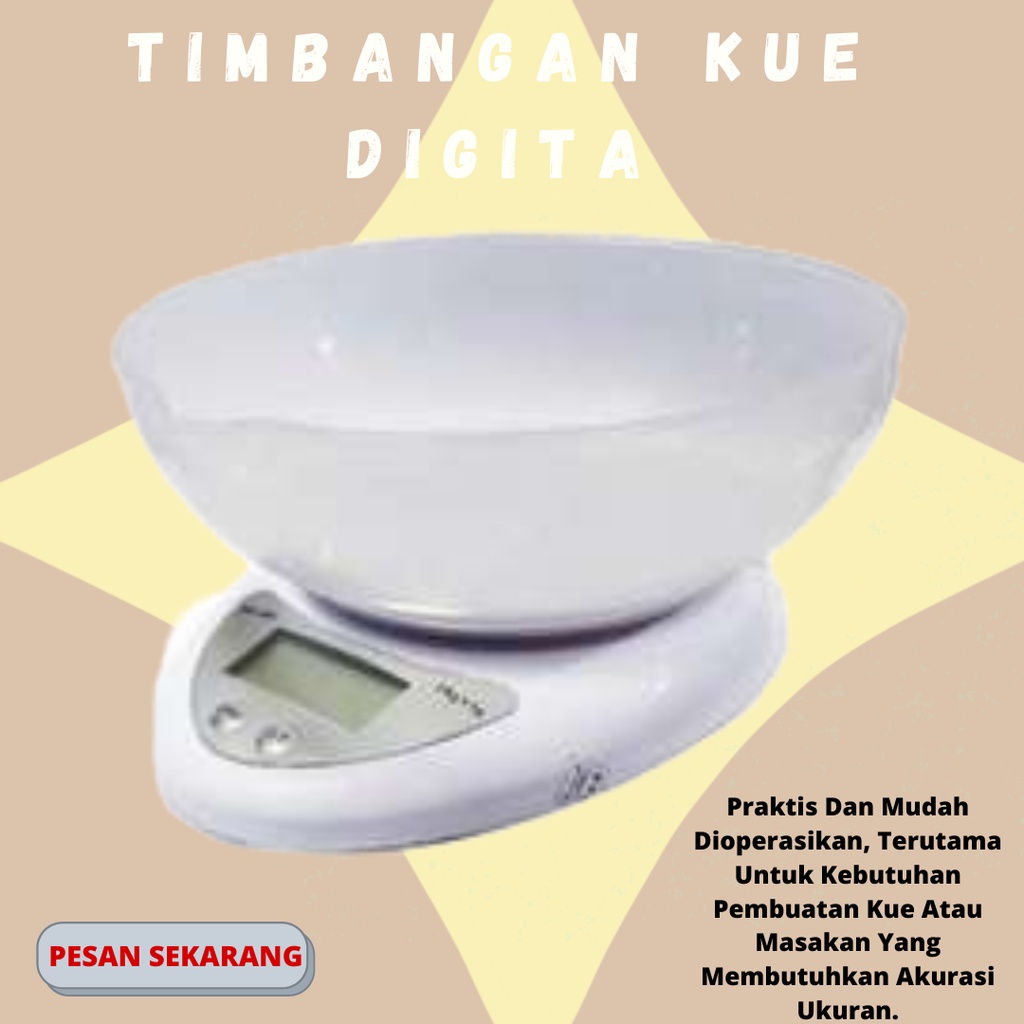 TERLARIS!!! Timbangan Dapur Digital MANGKOK / Timbangan Kue 5KG / Timbangan Serbaguna