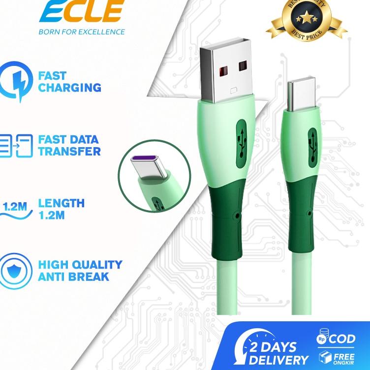 (NEW) ECLE Data Cable Fast Charging Kabel Data Type-C 5V 2.4A Silica Gel Data line 1.2m Blue ‣ LBG.7