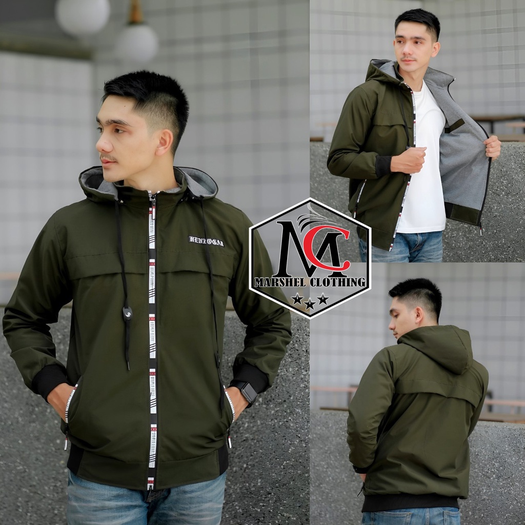 RCL - Jaket Pria Outdoor Polos Waterproof Anti Air Original Jaket Pria Motor Bikers Turing Branded Warna Hijau Army dan Hitam