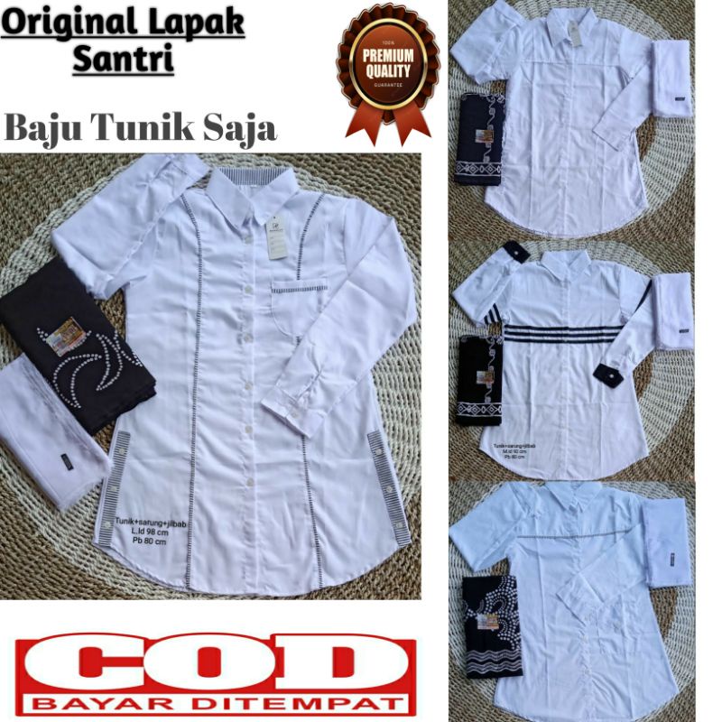 Baju Santri Putri | Tunik Santri Putri Toyobo Putih Polos | Tunik Santriwati | Atasan Santriwati| At