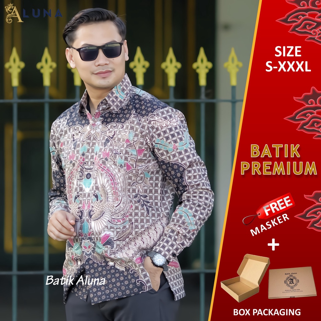 KEMEJA BATIK PRIA LENGAN PANJANG PREMIUM REGULAR KANTOR MODERN BATIK ALUNA PCW 015