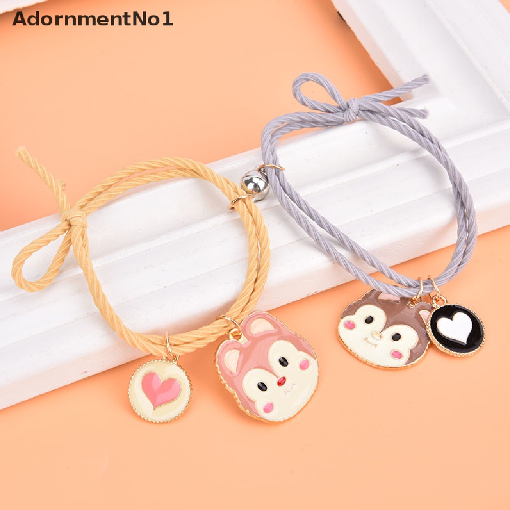 (AdornmentNo1) 2pcs / Set Gelang Tangan Pasangan / Pria / Wanita Magnet Motif Kartun Lucu