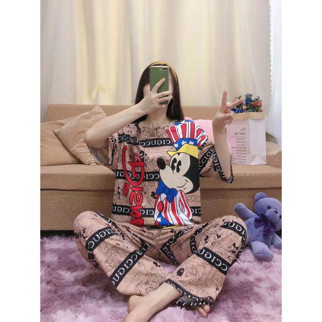 CP &amp; HP OVERSIZE /Piyama /Baju Tidur Dewasa CP &amp; HP /Bahan SPANDEK Import motif MICKEY