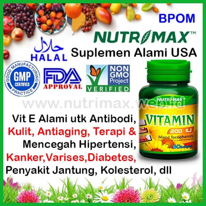 Dijual  Nutrimax Vitamin E 200 IU isi 60 Vitamin Antioksidan Buat Kulit 200IU  Berkualitas