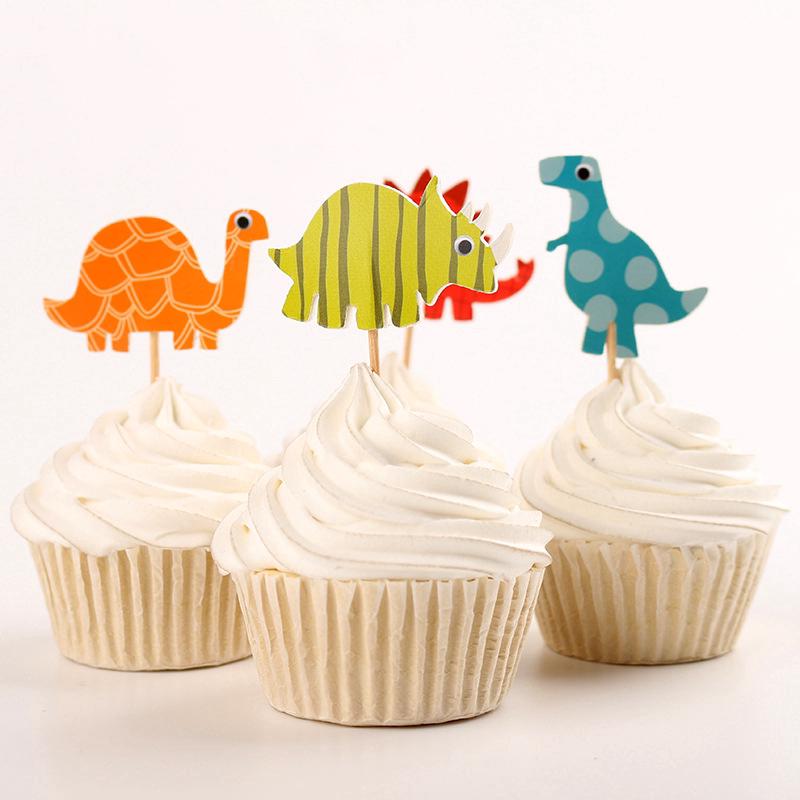 48 pcs lot Dinosaur Tema Cupcake  Topper Anak Laki laki 