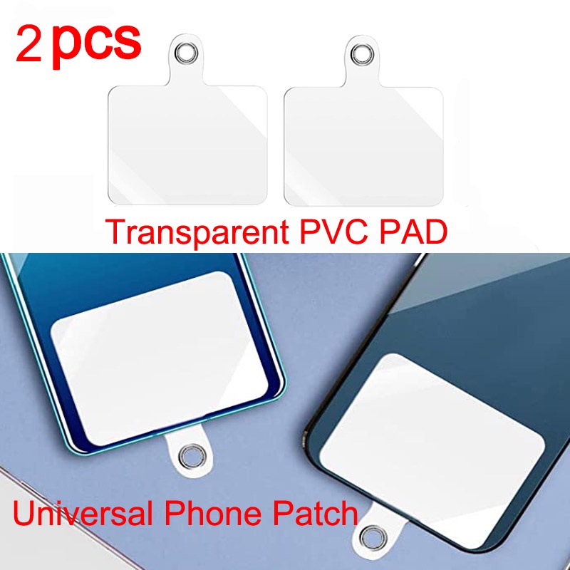 2 buah Patch Lanyard Telepon Universal Plastik Tab PVC Pad Sling Untuk Ponsel Case Safety Drop Protection (Transparan)