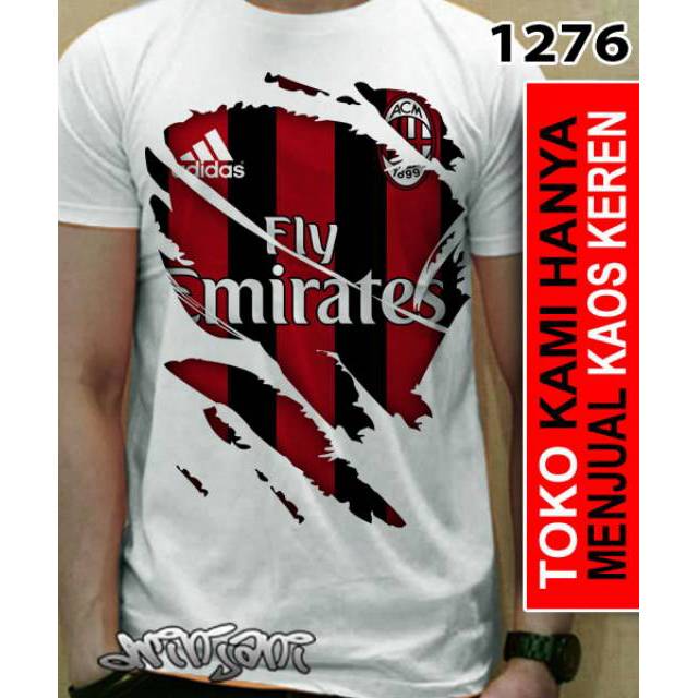 Kaos baju 3d bola jersey ac milan