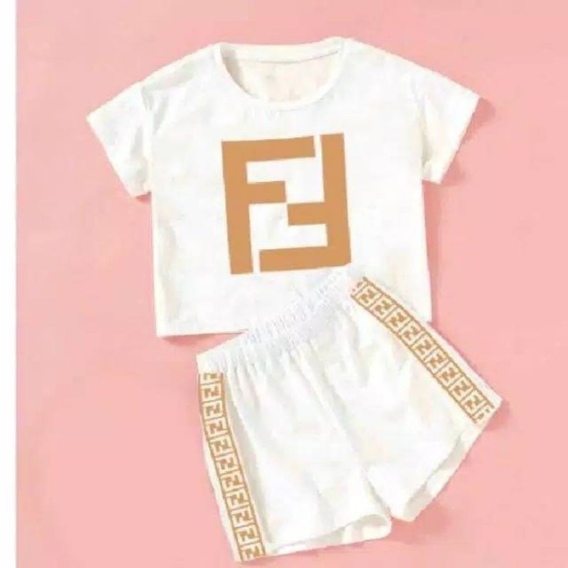 SET FF PDK (Hitam | Putih | Navy) Setelan wanita pendek rayon adem fen*dy casual hits murah