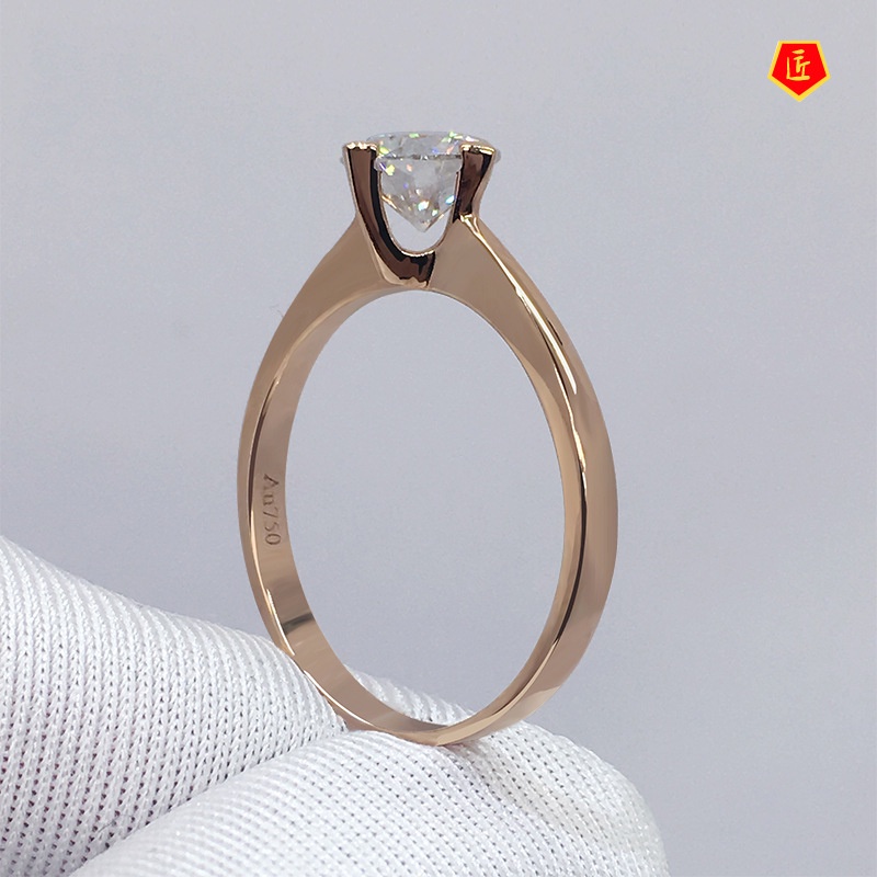 [Ready Stock]Classic Pt950 Platinum Diagonal Four-Claw Moissanite Ring