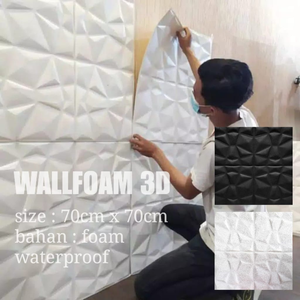 PROMO BELI 25 PCS FREE 1 PCS !! WALLPAPER FOAM DIAMOND /Wallpaper Dinding 3D Foam/ WALLFOAM 70X70 CM-1