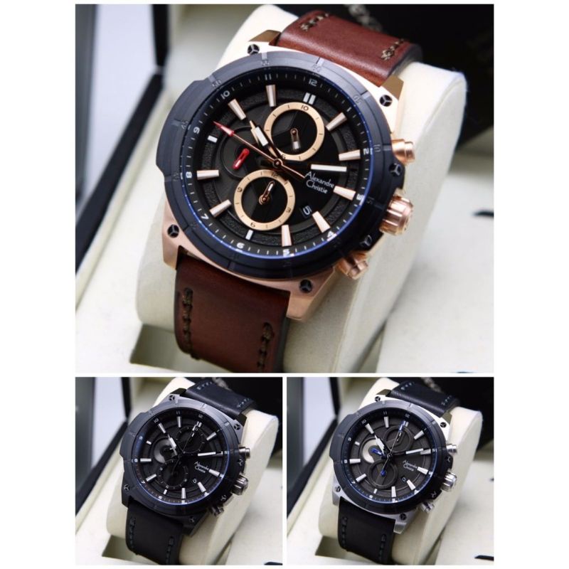 Alexandre Christie Original AC6587 Jam Tangan Pria Tali Kulit