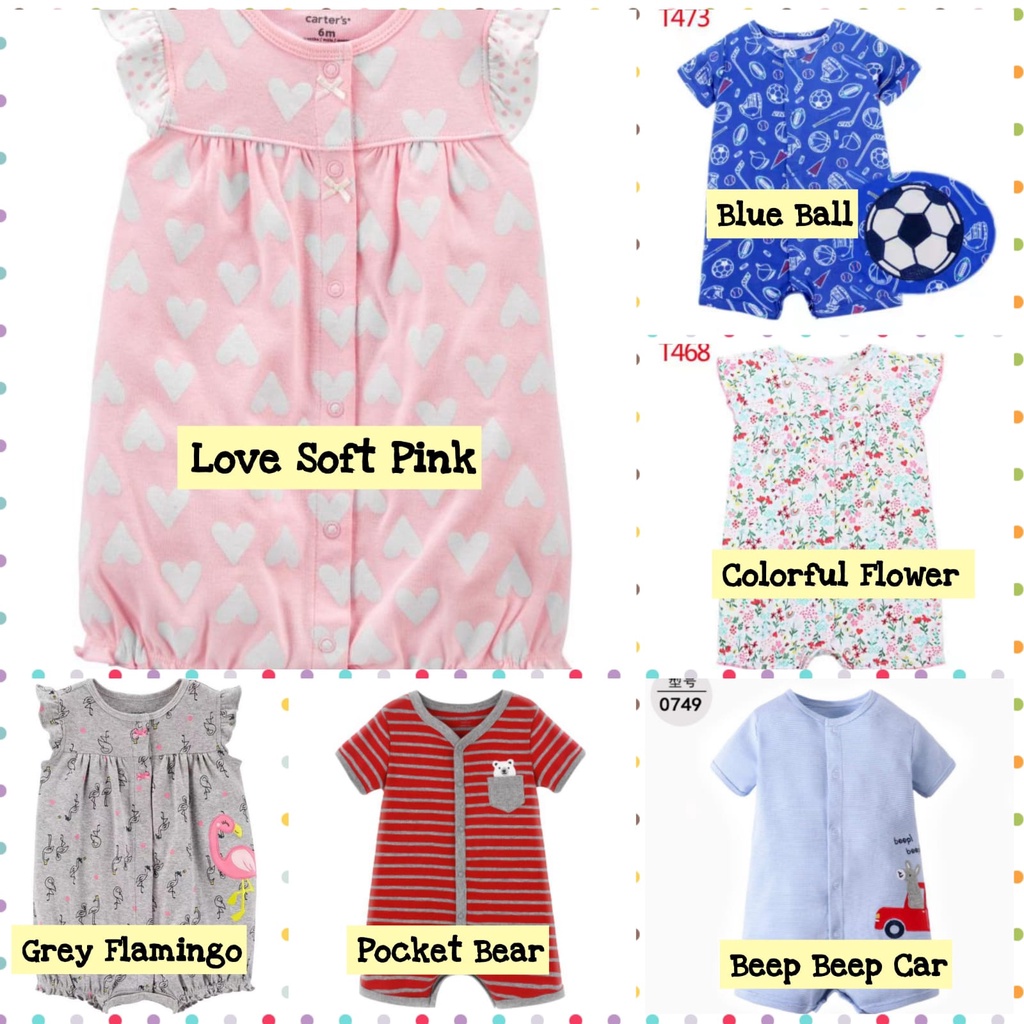 Jumper Pendek Bayi Laki Laki Jumpsuit Romper Overall Bayi Newborn Jumper Kancing Bayi Perempuan