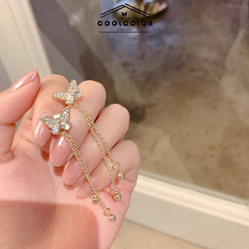 COD❤️anting kupu kupu panjang Earrings emas S925 anti karat Anting Rumbai Dewasa Gaya Korea Untuk Wanita Fashion Murah
