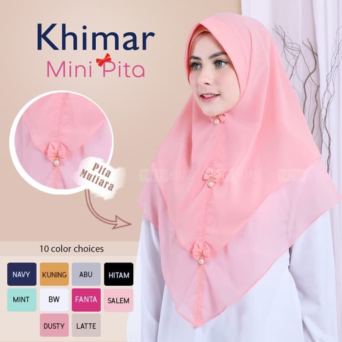 hijab Khimar 2 layer Mini Pita pesta kekinian dengan pet bahan ceruti ultimate jilbab terbaru