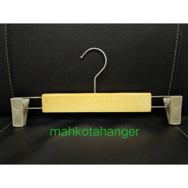 Hanger Kayu Jepit Natural (30cm) | Gantungan celana kayu jepit natural