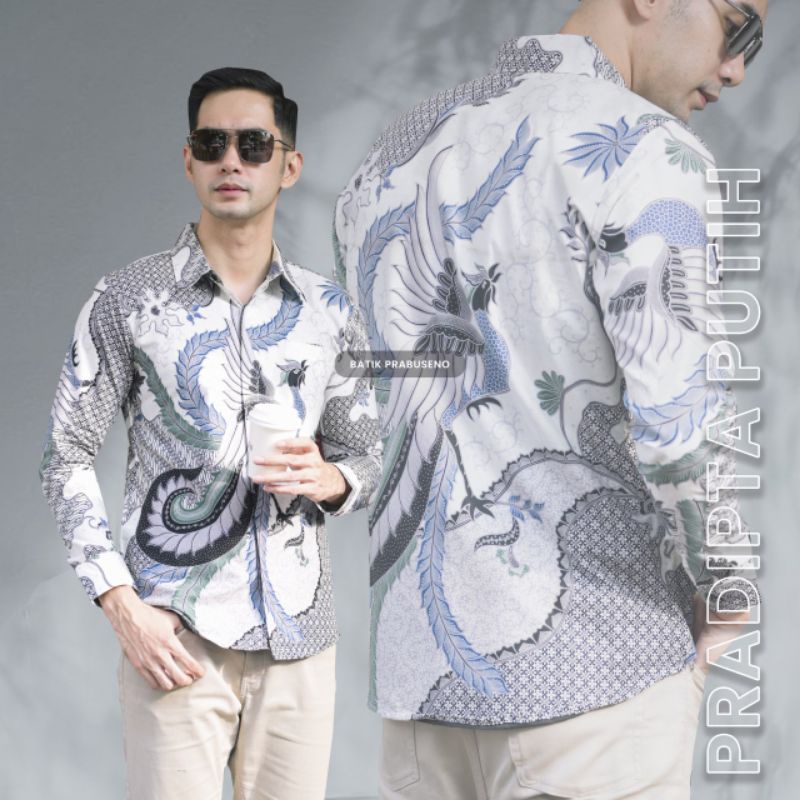 PRADIPTA PUTIH KEMEJA BATIK PRIA BATIK LENGAN PANJANG BATIK SERAGAM PRIA