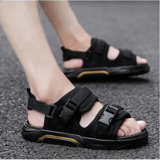 Promo COD Terbaru Sandal Gunung  2in1 Pria Wanita Asli Termurah Dari Pabrik Kualitas Import Terlaris-Emas hitam