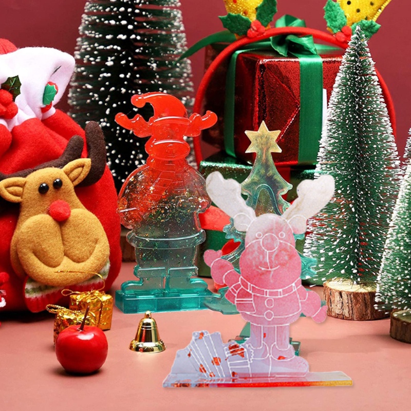 SIY  Christmas Theme Epoxy Resin Mold Xmas Elk Silicone Mould DIY Crafts Home Party Table Decor Ornaments Casting Tools