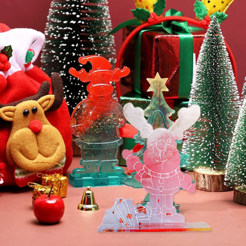 SIY  Christmas Theme Epoxy Resin Mold Xmas Elk Silicone Mould DIY Crafts Home Party Table Decor Ornaments Casting Tools